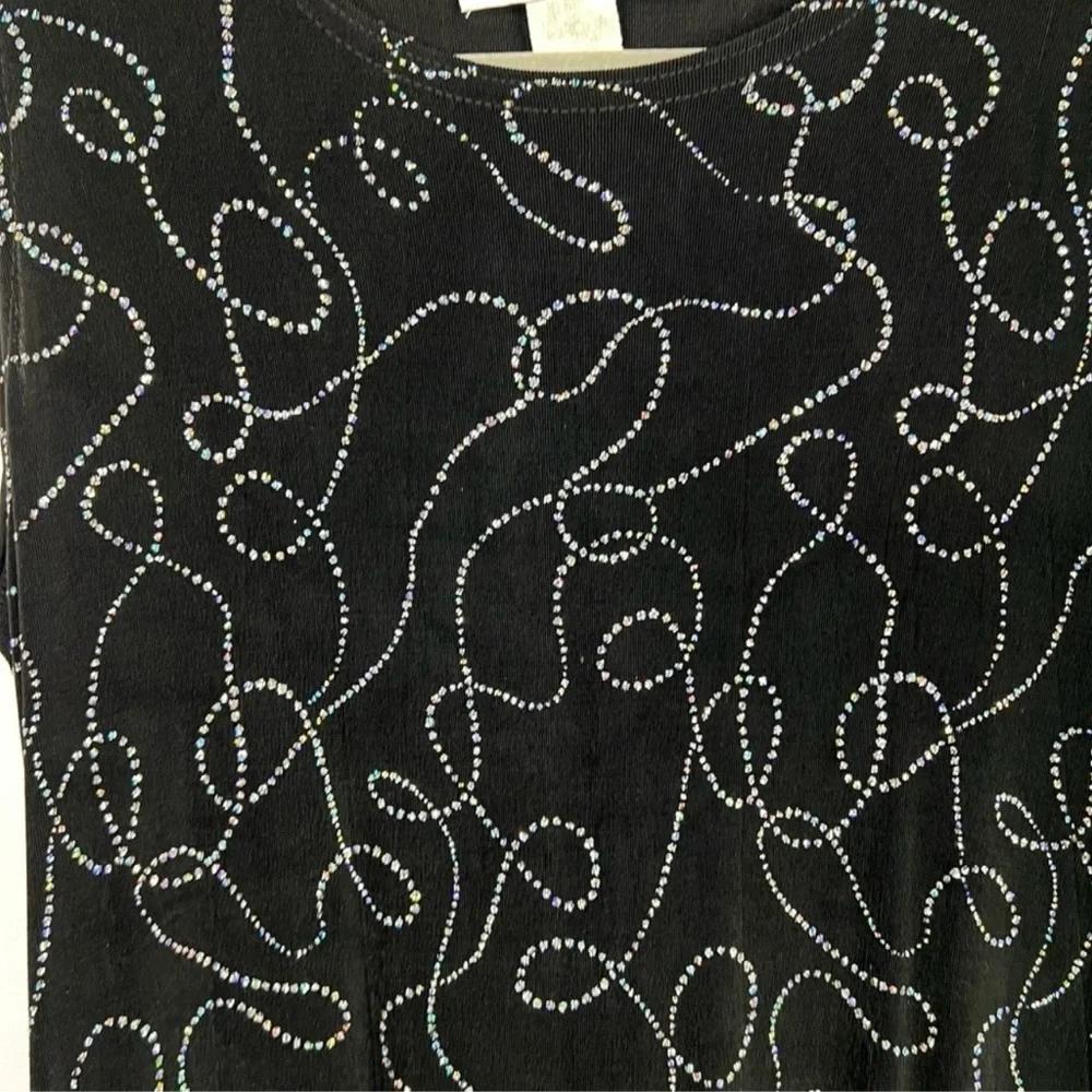 Vintage Ronni Nicole By Ouida Black Silver Sparkly Sleeveless Maxi Dress Size 8 - Picture 5 of 10